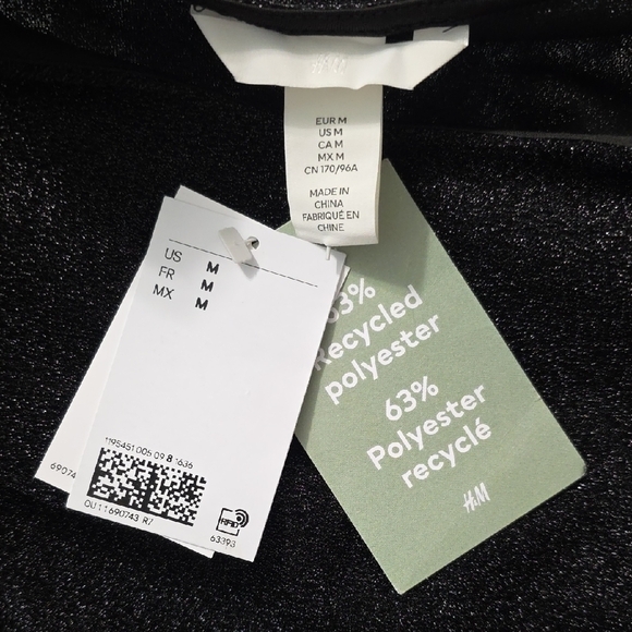 H&M Shimmering Black Long Sleeve Bodysuit - Picture 3 of 4